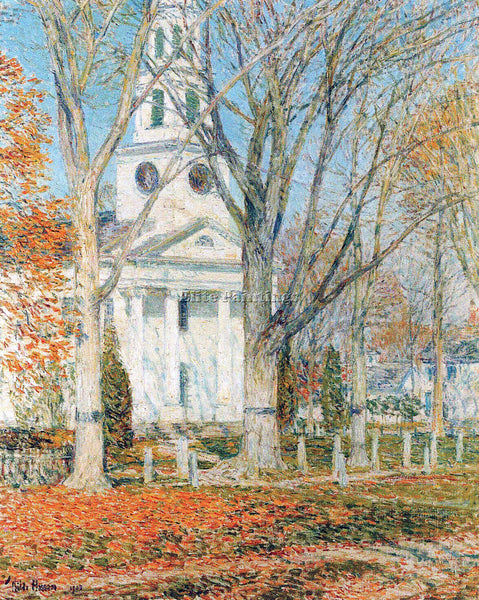 HASSAM THE CHURCH OF OLD LYME CONNECTICUT 1  ARTIST PAINTING HANDMADE OIL CANVAS