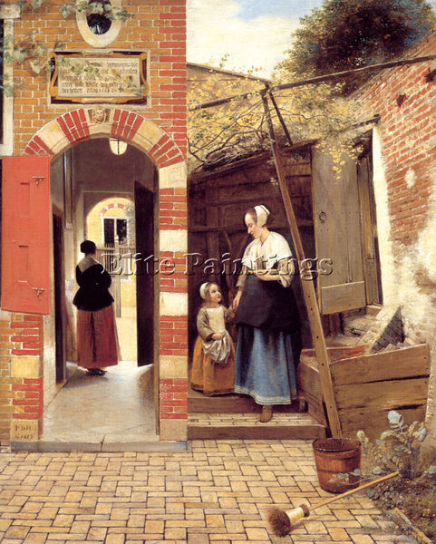 PIETER DE HOOCH THE COURTYARD OF A HOUSE IN DELFT ARTIST PAINTING REPRODUCTION