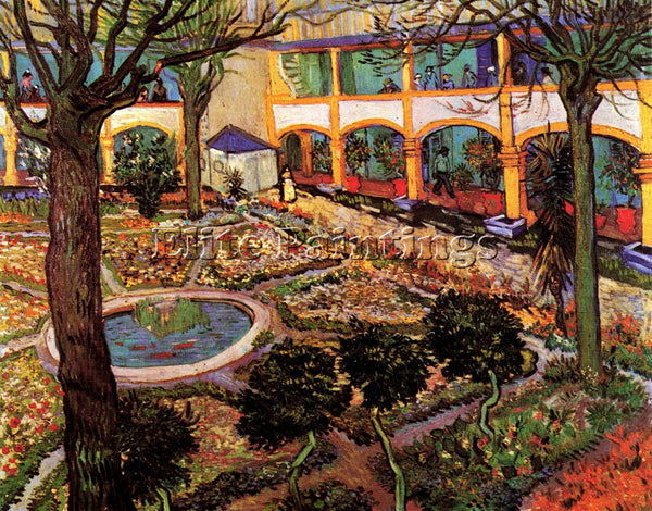 VAN GOGH THE COURTYARD OF THE HOSPITAL AT ARLES ARTIST PAINTING REPRODUCTION OIL