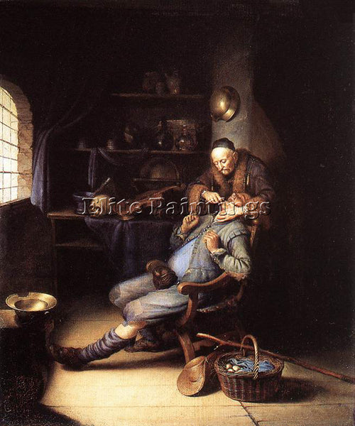 GERRIT DOU THE EXTRACTION OF TOOTH ARTIST PAINTING REPRODUCTION HANDMADE OIL ART