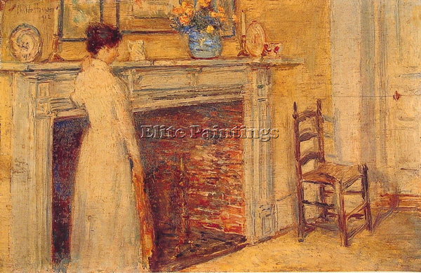 CHILDE HASSAM THE FIREPLACE ARTIST PAINTING REPRODUCTION HANDMADE OIL CANVAS ART