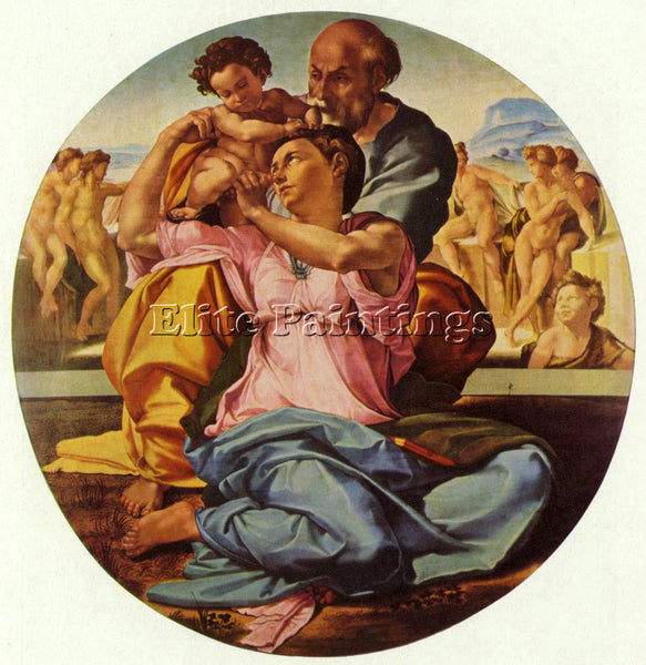 MICHELANGELO THE HOLY FAMILY ARTIST PAINTING REPRODUCTION HANDMADE CANVAS REPRO