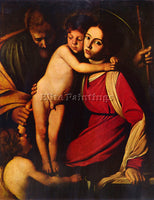 CARAVAGGIO THE HOLY FAMILY WITH JOHN THE BAPTIST ARTIST PAINTING HANDMADE CANVAS