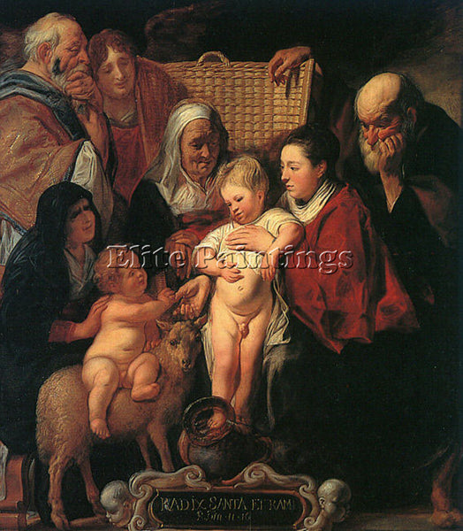 JACOB JORDAENS HOLY FAMILY WITH ST ANNE YOUNG BAPTIST AND PARENTS ARTIST CANVAS