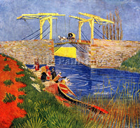 VAN GOGH THE LANGLOIS BRIDGE AT ARLES WITH WOMEN WASHING ARTIST PAINTING CANVAS