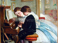 CHARLES WEST COPE MUSIC LESSON ARTIST PAINTING REPRODUCTION HANDMADE OIL CANVAS
