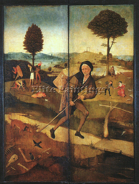 HIERONYMUS BOSCH THE PATH OF LIFE OUTER WINGS OF A TRIPTYCH ARTIST PAINTING OIL