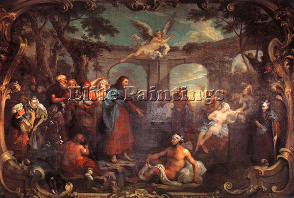 WILLIAM HOGARTH THE POOL OF BETHESDA ARTIST PAINTING REPRODUCTION HANDMADE OIL