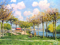 ALFRED SISLEY THE SEINE AT BOUGIVAL ARTIST PAINTING REPRODUCTION HANDMADE OIL