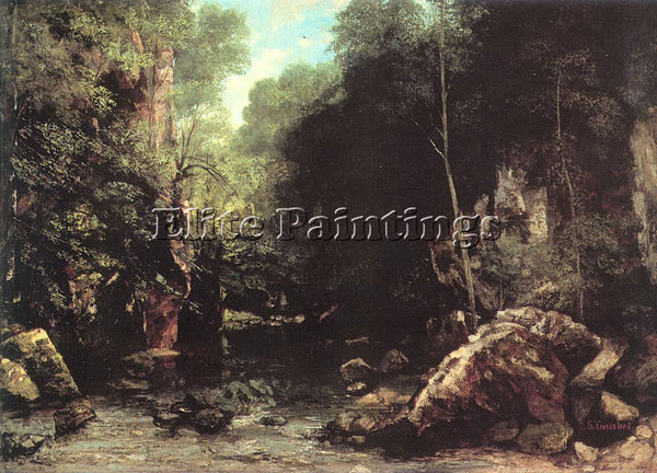 GUSTAVE COURBET THE SHADED STREAM THE STREAM OF THE PUITS NOIR PAINTING HANDMADE
