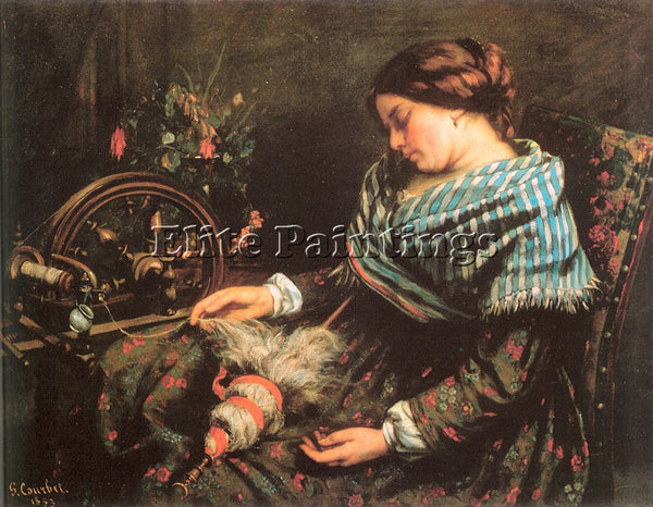 GUSTAVE COURBET THE SLEEPING SPINNER ARTIST PAINTING REPRODUCTION HANDMADE OIL