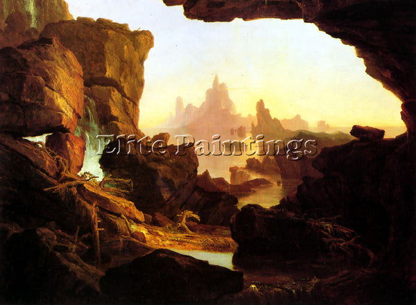 THOMAS COLE THE SUBSIDING OF THE WATERS OF THE DELUGE ARTIST PAINTING HANDMADE