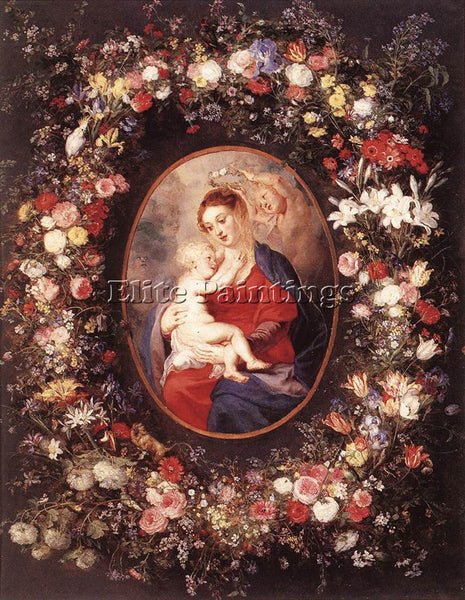 PETER RUBENS THE VIRGIN AND CHILD IN A GARLAND OF FLOWER ARTIST PAINTING CANVAS