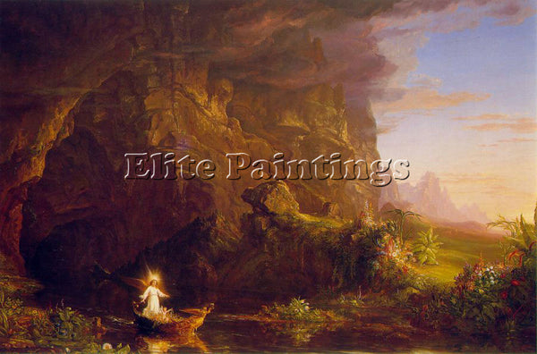 THOMAS COLE THE VOYAGE OF LIFE CHILDHOOD ATC ARTIST PAINTING HANDMADE OIL CANVAS