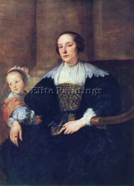 SIR ANTONY VAN DYCK THE WIFE AND DAUGHTER OF COLYN DE NOLE ARTIST PAINTING REPRO