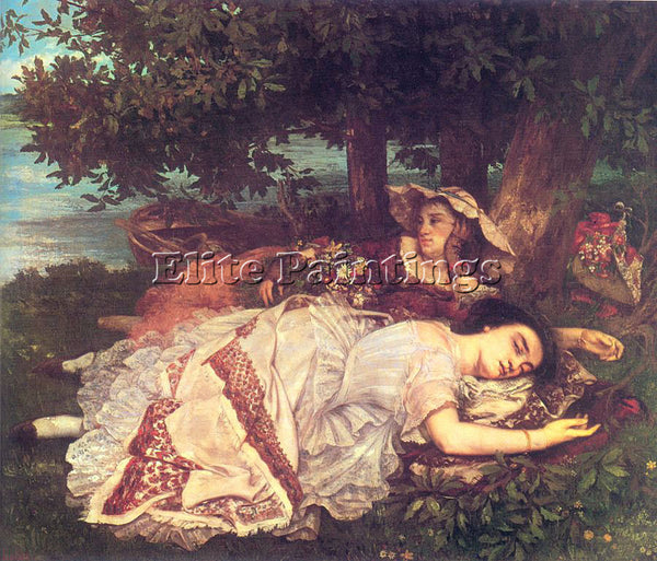 GUSTAVE COURBET THE YOUNG LADIES ON THE BANKS OF THE SEINE ARTIST PAINTING REPRO