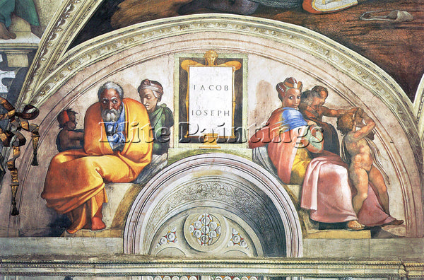 MICHELANGELO THE ANCESTORS OF CHRIST JACOB AND JOSEPH ARTIST PAINTING HANDMADE