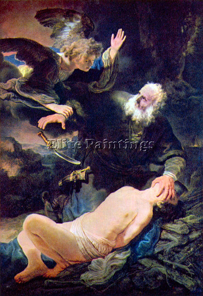 REMBRANDT THE ANGEL PREVENTS THE SACRIFICE OF ISAAC ARTIST PAINTING REPRODUCTION