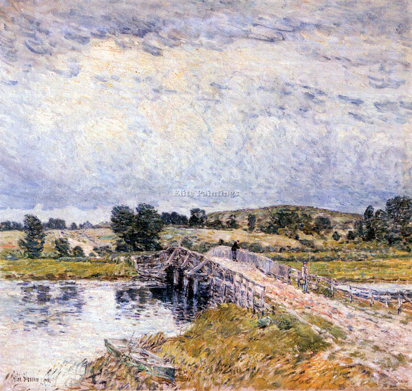HASSAM THE BRIDGE FROM OLD LYME ARTIST PAINTING REPRODUCTION HANDMADE OIL CANVAS