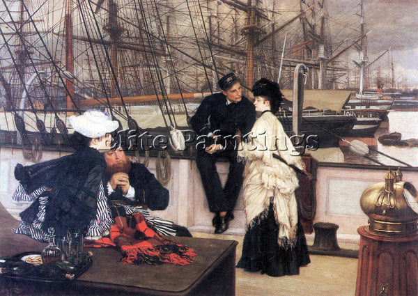 TISSOT THE CAPTAIN AND HIS GIRL ARTIST PAINTING REPRODUCTION HANDMADE OIL CANVAS