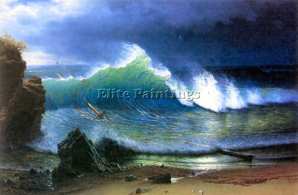 BIERSTADT THE COAST OF THE TURQUOISE SEA ARTIST PAINTING REPRODUCTION HANDMADE