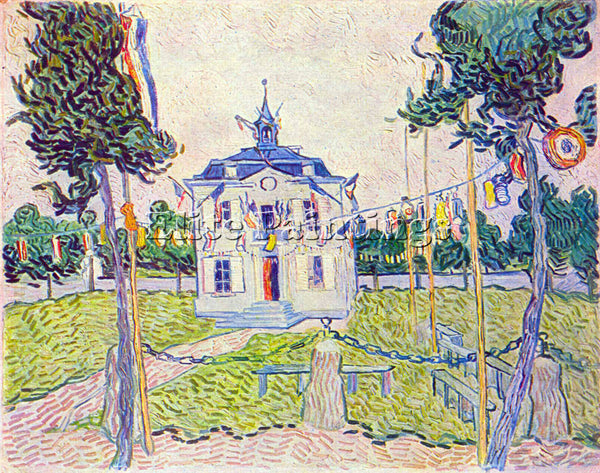 VAN GOGH THE COMMUNITY HOUSE IN AUVERS ARTIST PAINTING REPRODUCTION HANDMADE OIL
