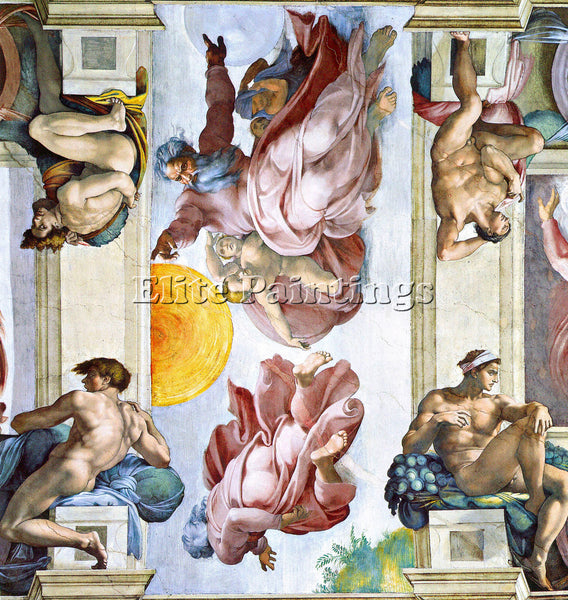 MICHELANGELO THE CREATION OF SUN MOON AND STARS ARTIST PAINTING REPRODUCTION OIL