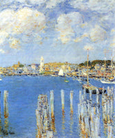 HASSAM THE INLAND PORT OF GLOUCESTER ARTIST PAINTING REPRODUCTION HANDMADE OIL