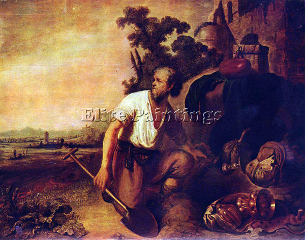 REMBRANDT THE PARABLE OF THE TREASURE GRAVES ARTIST PAINTING HANDMADE OIL CANVAS