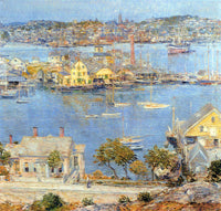 HASSAM THE PORT OF GLOUCESTER 1  ARTIST PAINTING REPRODUCTION HANDMADE OIL REPRO
