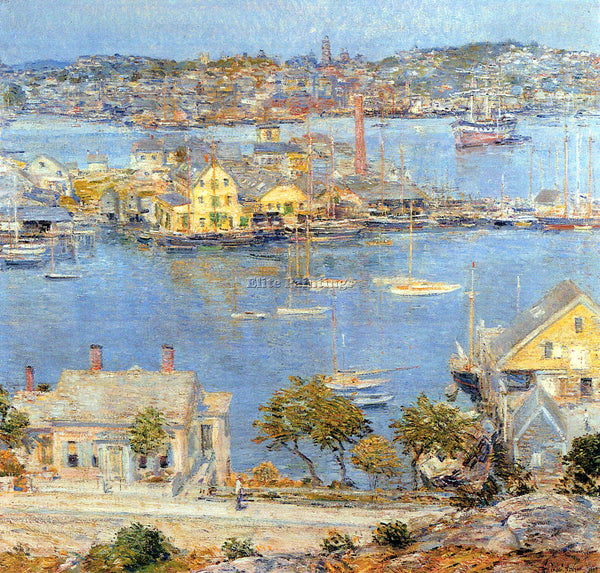 HASSAM THE PORT OF GLOUCESTER 1  ARTIST PAINTING REPRODUCTION HANDMADE OIL REPRO