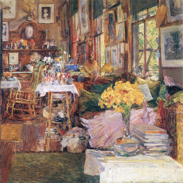 HASSAM THE ROOM OF FLOWERS ARTIST PAINTING REPRODUCTION HANDMADE OIL CANVAS DECO