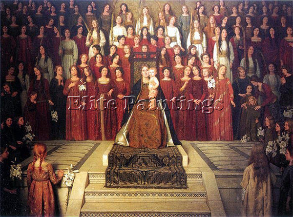 THOMAS COOPER GOTCH THE MOTHER ENTHRONED ARTIST PAINTING REPRODUCTION HANDMADE