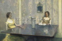 THOMAS WILMER DEWING A READING 1897  ARTIST PAINTING REPRODUCTION HANDMADE OIL