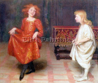 THOMAS COOPER GOTCH THE DANCING LESSON ARTIST PAINTING REPRODUCTION HANDMADE OIL