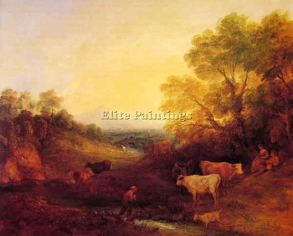 THOMAS GAINSBOROUGH LANDSCAPE WITH CATTLE ARTIST PAINTING REPRODUCTION HANDMADE