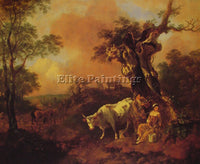 THOMAS GAINSBOROUGH LANDSCAPE WITH A WOODCUTTER AND MILKMAID ARTIST PAINTING OIL