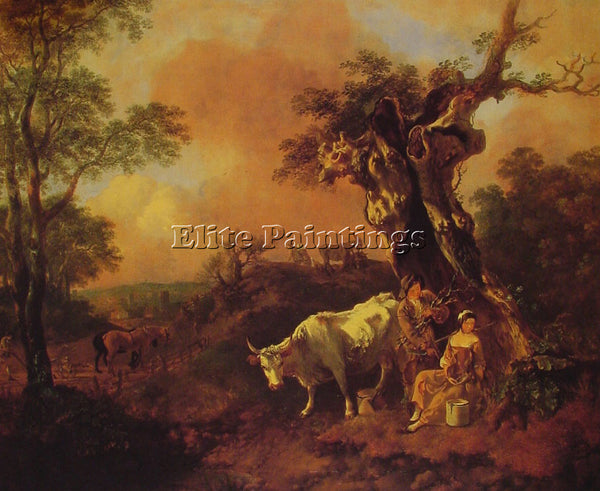 THOMAS GAINSBOROUGH LANDSCAPE WITH A WOODCUTTER AND MILKMAID ARTIST PAINTING OIL