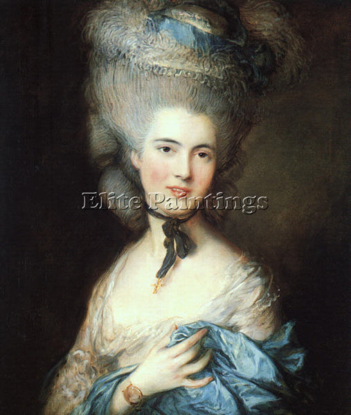 THOMAS GAINSBOROUGH PORTRAIT OF A LADY IN BLUE ARTIST PAINTING REPRODUCTION OIL