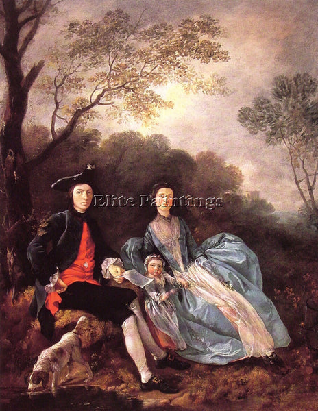 THOMAS GAINSBOROUGH PORTRAIT OF THE ARTIST WITH HIS WIFE AND DAUGHTER ARTIST OIL