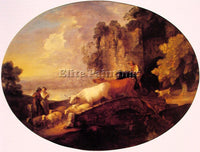 THOMAS GAINSBOROUGH RIVER LANDSCAPE WITH RUSTIC LOVERS ARTIST PAINTING HANDMADE