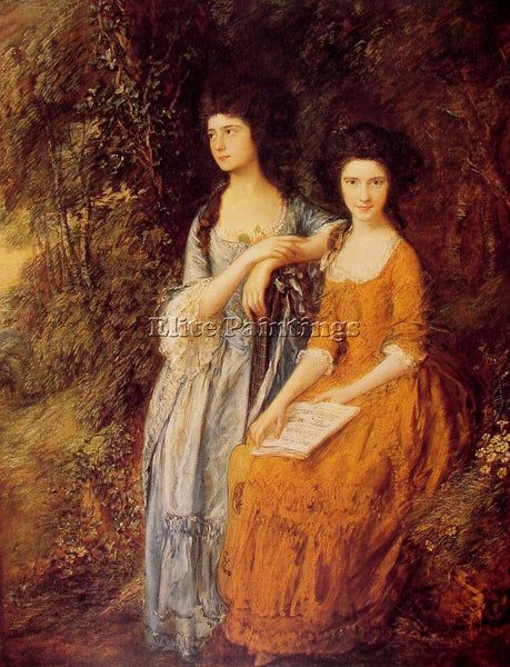 THOMAS GAINSBOROUGH THE LINLEY SISTERS ARTIST PAINTING REPRODUCTION HANDMADE OIL