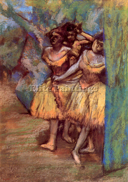 DEGAS THREE DANCERS BEHIND THE SCENES ARTIST PAINTING REPRODUCTION HANDMADE OIL