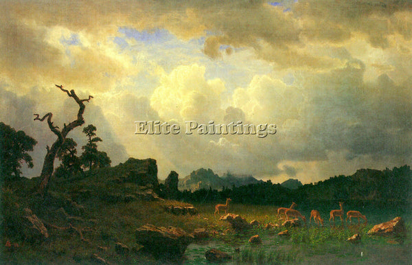 BIERSTADT THUNDERSTORMS IN THE ROCKY MOUNTAINS ARTIST PAINTING REPRODUCTION OIL