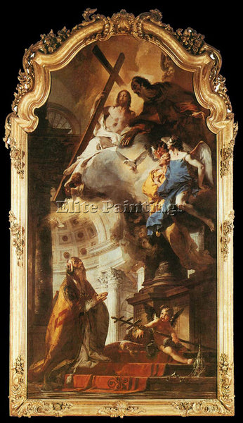GIOVANNI BATTISTA TIEPOLO POPE ST CLEMENT ADORING THE TRINITY PAINTING HANDMADE