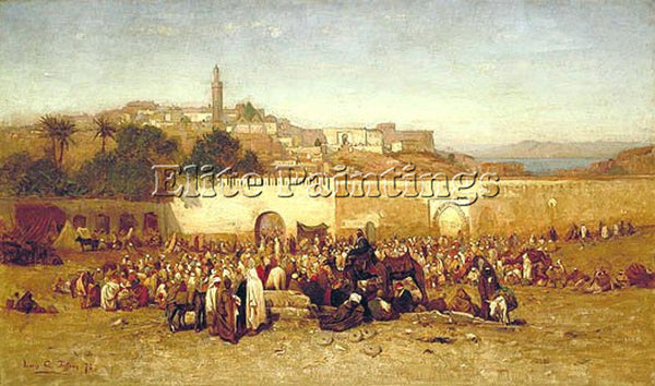 LOUIS COMFORT TIFFANY MARKET DAY OUTSIDE THE WALLS OF TANGIER PAINTING HANDMADE