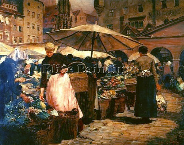 LOUIS COMFORT TIFFANY MARKET DAY AT NUREMBERG ARTIST PAINTING REPRODUCTION OIL
