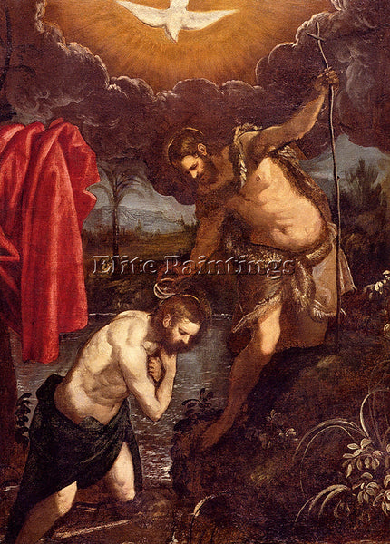 FRENCH TINTORETTO DOMENICO THE BAPTISM OF CHRIST ARTIST PAINTING HANDMADE CANVAS