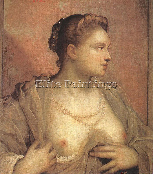 JACOPO ROBUSTI TINTORETTO PORTRAIT OF A WOMAN REVEALING HER BREASTS PAINTING OIL