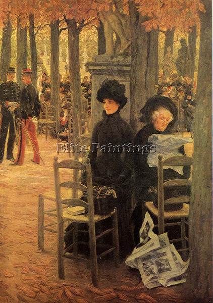 JAMES JACQUES TISSOT WITHOUT DOWRY AKA SUNDAY IN LUXEMBOURG GARDENS PAINTING OIL